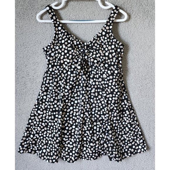 NEW Croft & Barrow Womens Plus Size 16W Tummy Slimmer One Piece Swim Dress Black - Picture 1 of 16